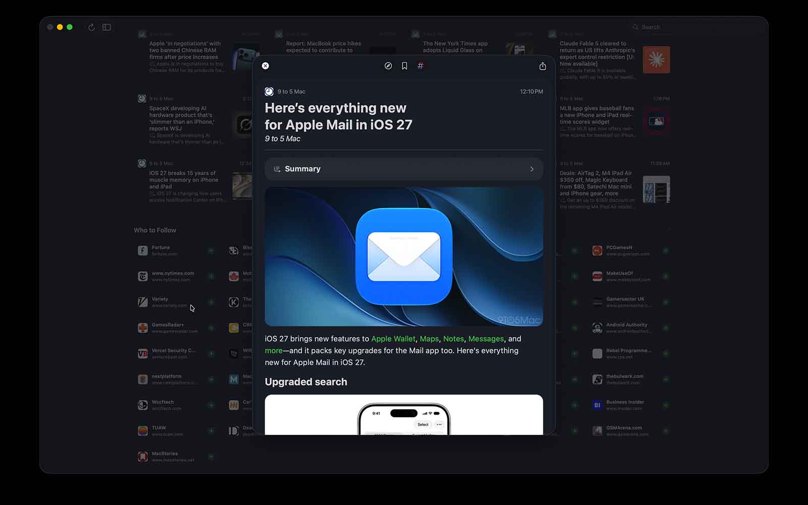 Newsbin's For You personalized feed