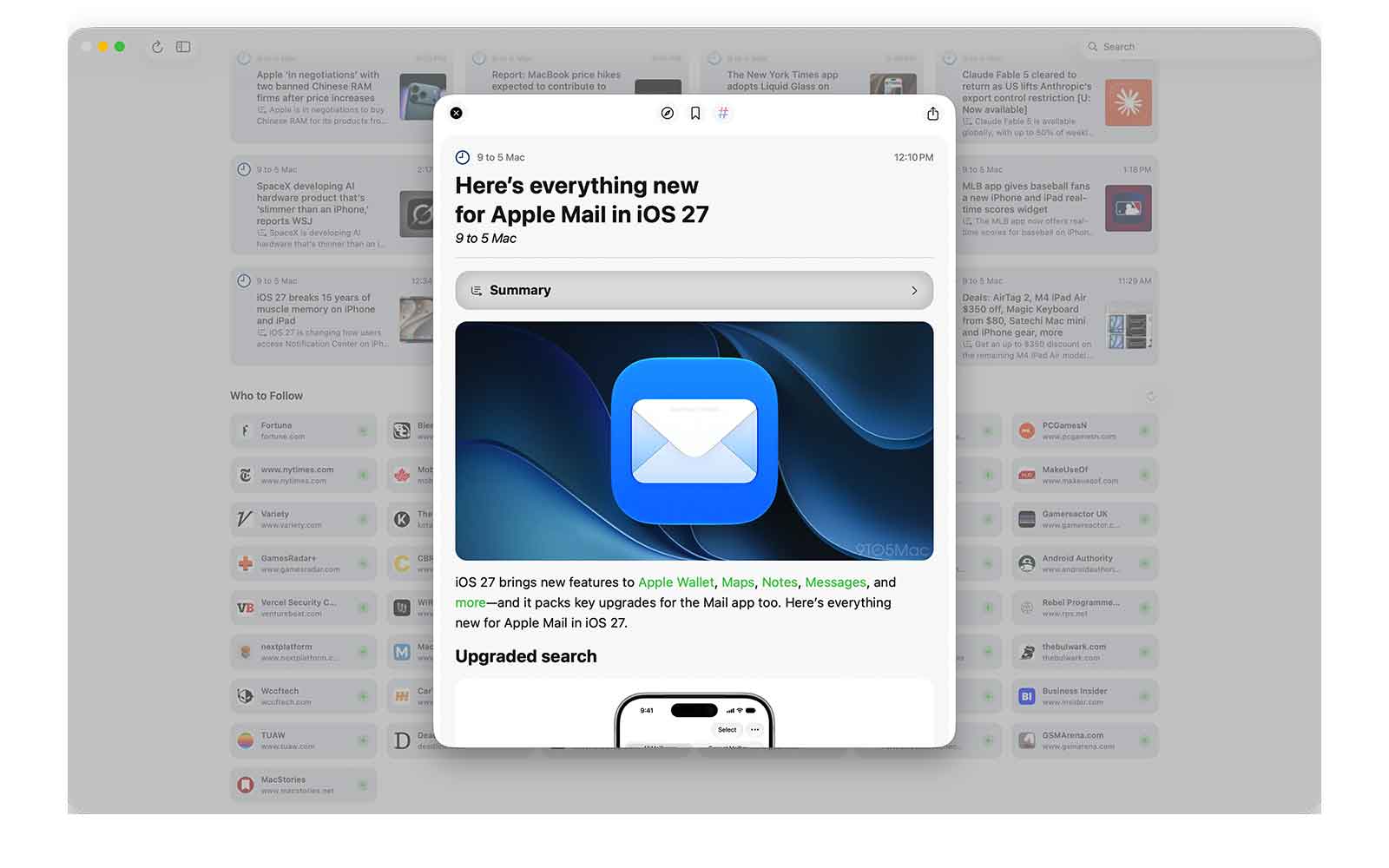 Newsbin's For You personalized feed